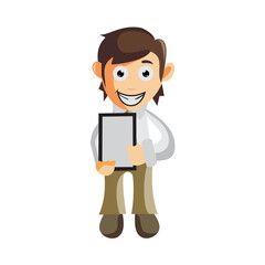 Business man with Blank Board cartoon character Illustration design creation Isolated