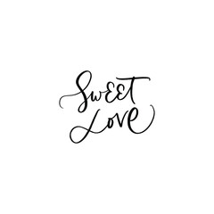 SWEET LOVE. LOVE LETTERING WORDS. FOR ST VALENTINE'S DAY. VECTOR LOVELY GREETING HAND LETTERING