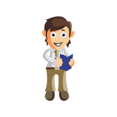 Business man Holding Book cartoon character Illustration design creation Isolated