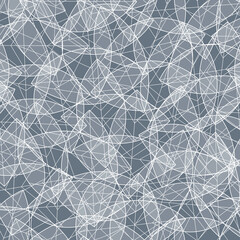 Autumn seamless pattern with white transparent leaves on blue background. Outline floral vector illustration for fabric, textile, wallpaper, posters, paper. Doodle style. Hand drow design.