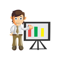 Business man Show Board table chart cartoon character Illustration design creation Isolated