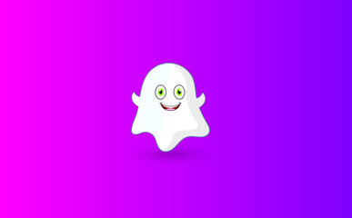 Cute Ghost Cartoon Mascot Vector Illustration Design Character.