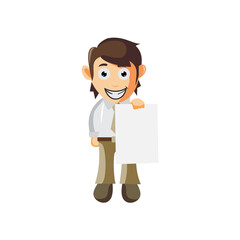 Business man with Blank Board cartoon character Illustration design creation Isolated