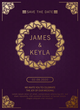 Vintage Luxury Purple Wedding Invitation