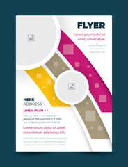 Flyer cover Stripes lines and circles theme design template. Cmyk color profile