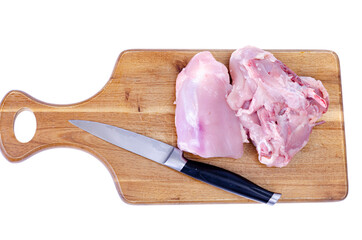Raw meat. Two pieces of chicken thighs for cooking. Studio Photo