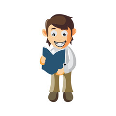 Business man Holding Book cartoon character Illustration design creation Isolated