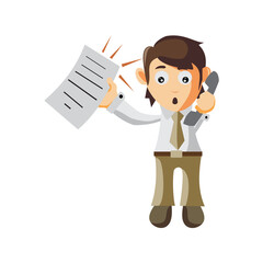 Business man Calling and Holding Paper cartoon character Illustration design creation Isolated