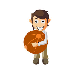 Business man Holding Ball cartoon character Illustration design creation Isolated