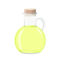 Glass bottle with oil on a white background