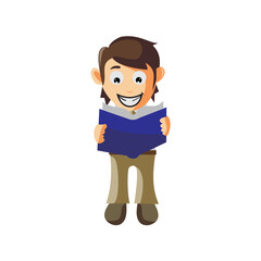 Business man Holding Book cartoon character Illustration design creation Isolated