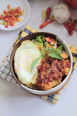 Rice with chicken spicy sauce