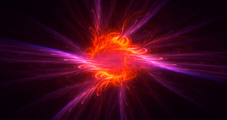 3D rendering abstract multicolor fractal light background