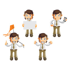 Business man cartoon character Illustration design creation Set with different gestures