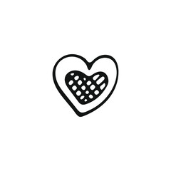 Simple doodle heart. Hand drawn heart isolated on white background. Valentine's Day symbol. Vector illustration.