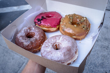 donuts in a donut box 