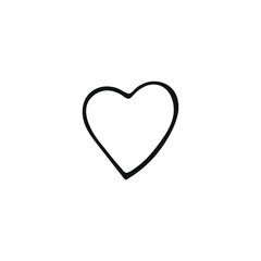 Simple doodle heart. Hand drawn heart isolated on white background. Valentine's Day symbol. Vector illustration.
