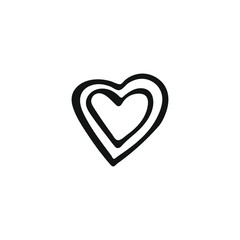 Simple doodle heart. Hand drawn heart isolated on white background. Valentine's Day symbol. Vector illustration.