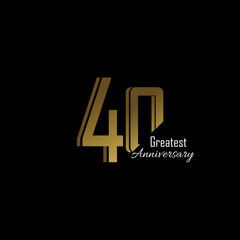 40 Year Anniversary Logo Vector Template Design Illustration gold and black