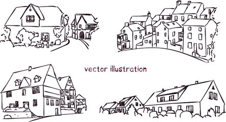 vector sketch of Europe suburb