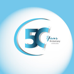 50 Year Anniversary Logo Vector Template Design Illustration blue and white