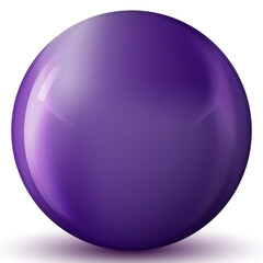 Glass purple ball or precious pearl. Glossy realistic ball, 3D abstract vector illustration highlighted on a white background. Big metal bubble with shadow.