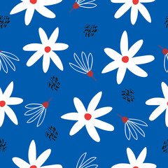 Fototapeta na wymiar Seamless hand drawn floral pattern background vector illustration for design 
