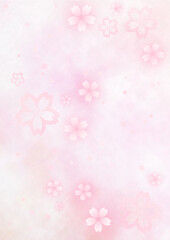 キラキラの桜とふわふわの桜　幻想的な背景　春の和風背景素材（ピンク）縦型