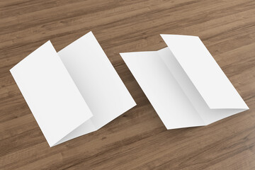 trifold brochure mock up view - 3d rendering