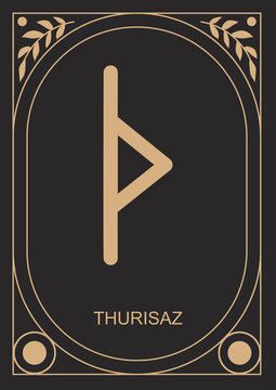 Thurusaz runa. Gate, passivity. Vector illustration.