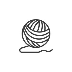 Ball of yarn line icon. linear style sign for mobile concept and web design. Woolen knitting thread ball outline vector icon. Symbol, logo illustration. Vector graphics