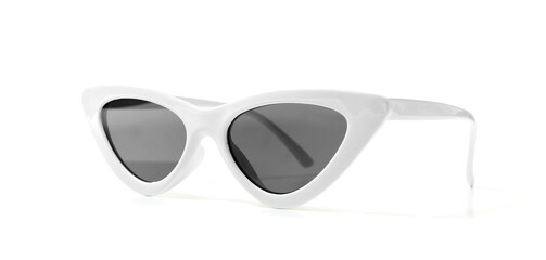 Stylish sunglasses on white background