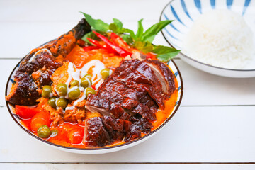 Roasted duck red curry, Thai Traditional food