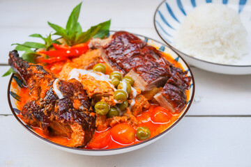 Roasted duck red curry, Thai Traditional food