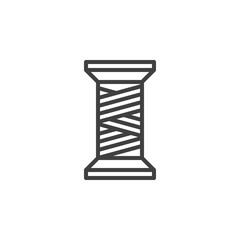 Thread spool line icon. linear style sign for mobile concept and web design. Bobbin thread outline vector icon. Symbol, logo illustration. Vector graphics