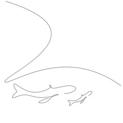 Naklejka na ściany i meble Whales animal swimming on sea, vector illustration