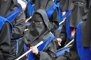 Tarragona, Spain - April 18, 2014: Performance of roman soldiers, dramatized act. Easter procession. General Procession. Christian religious and cultural tradition.