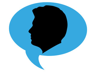 silhouette, head, profile, face, men, human, illustration, black, people, young, white, love, art, portrait, person, isolated, symbol, brain, abstract, icon, 3d, design, concept, blue, lady