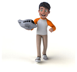 Fun 3D cartoon Asian teenager .