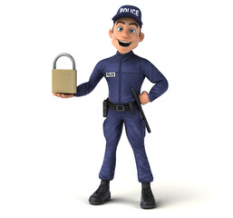 Fun 3D illustration of a cartoon Police Officer