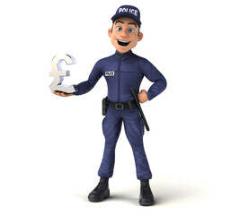 Fun 3D illustration of a cartoon Police Officer