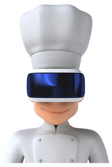 Fun 3D Illustration of a chef with a VR Helmet