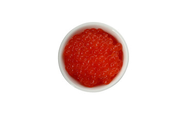Sauce bowl with caviar isolated on white background