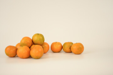 top view sweet orange on white table background