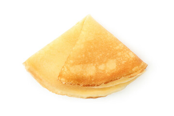 Tasty thin pancake isolated on white background