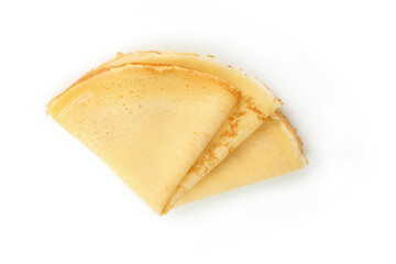 Tasty thin pancakes isolated on white background