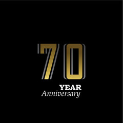 Fototapeta na wymiar 70 Year Anniversary Logo Vector Template Design Illustration gold and black