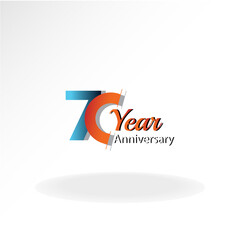 70 Year Anniversary Logo Vector Template Design Illustration blue and white