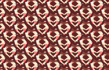 Hand make a heart shape on red background Vector illustration paper cut