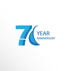 70 Year Anniversary Logo Vector Template Design Illustration blue and white